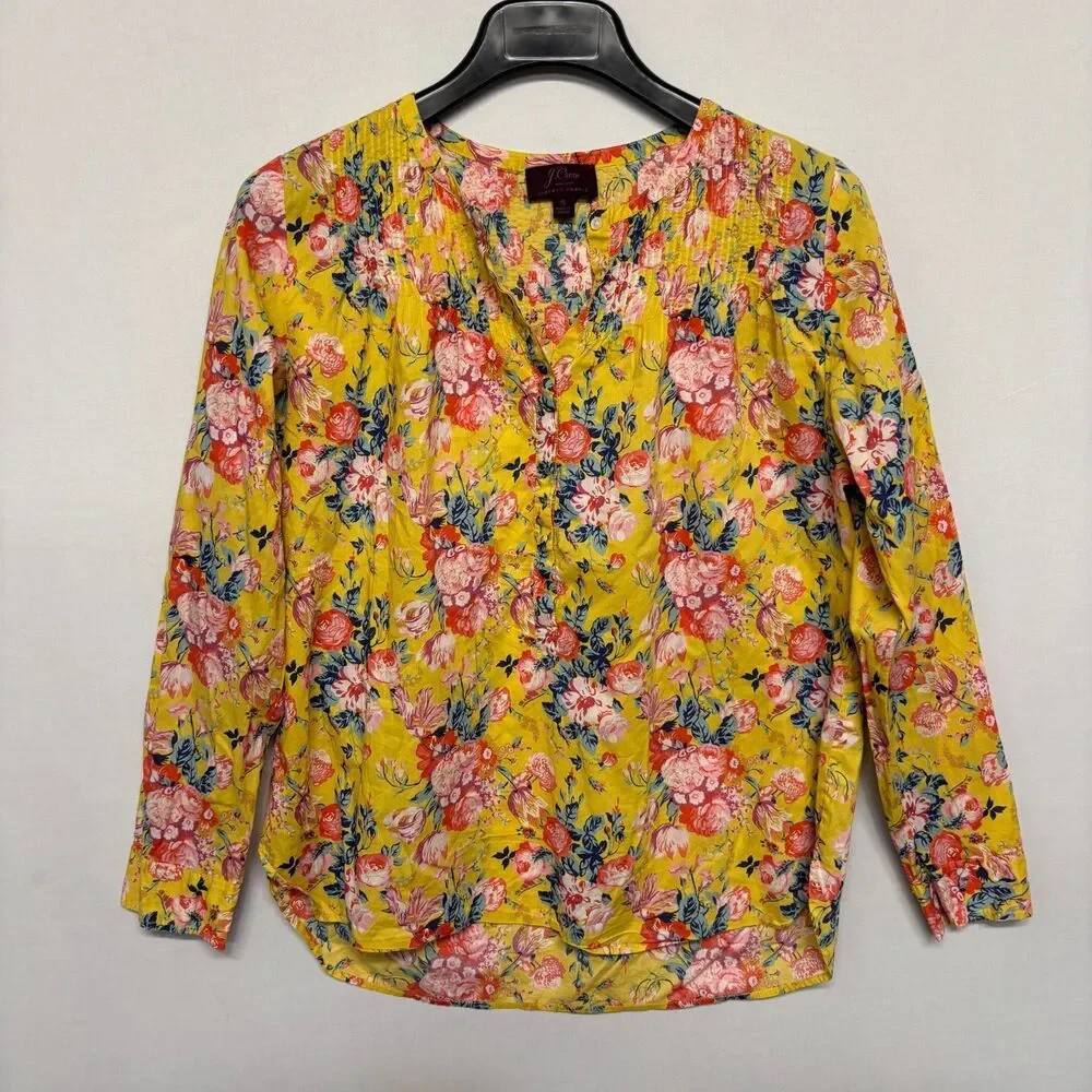 J. Crew Liberty Fabric Women Blouse Top Shirt Size 6 Floral Boho C131 -6